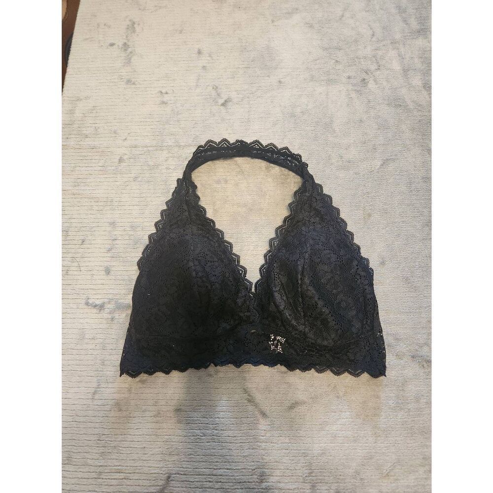 Auden Lightly Lined Halter Bralette Black Lace M
